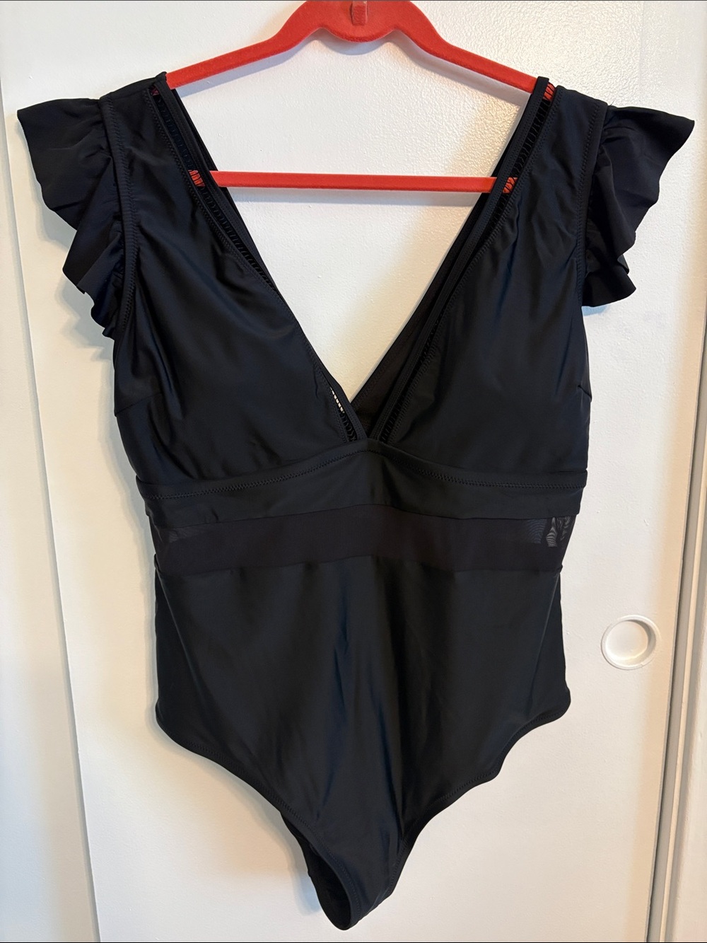 Cupshe Black Ruffle Sleeve One-Piece Swimsuit